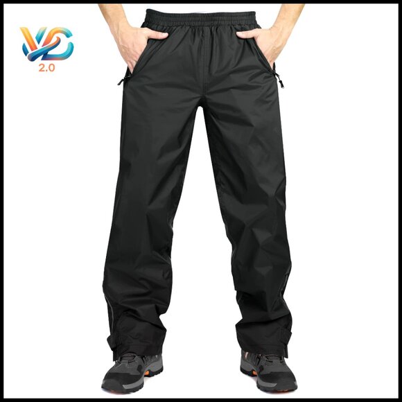 Men's Waterproof Rain Pants Hiking Fishing Outdoor Windproof Cargo Pants